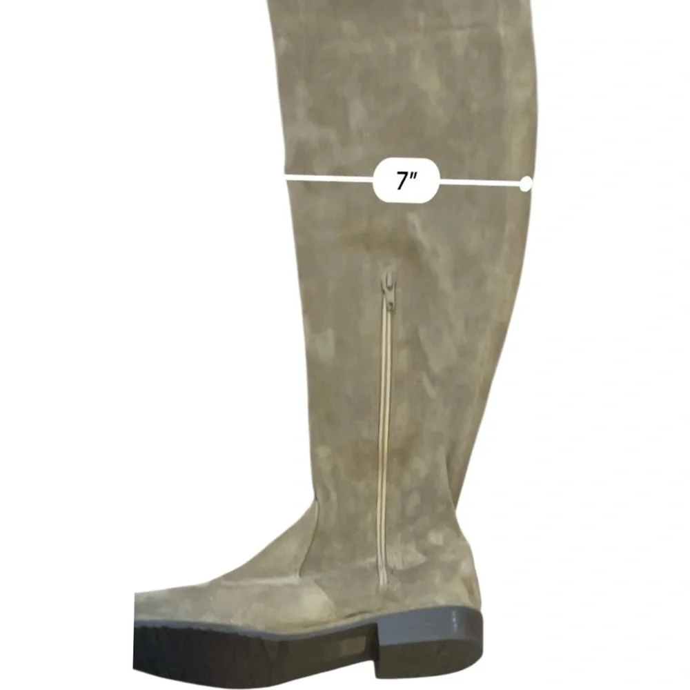 Jacobies over knee high taupe tan suede boots 8.5 inner zip synthetic lining - Picture 12 of 16